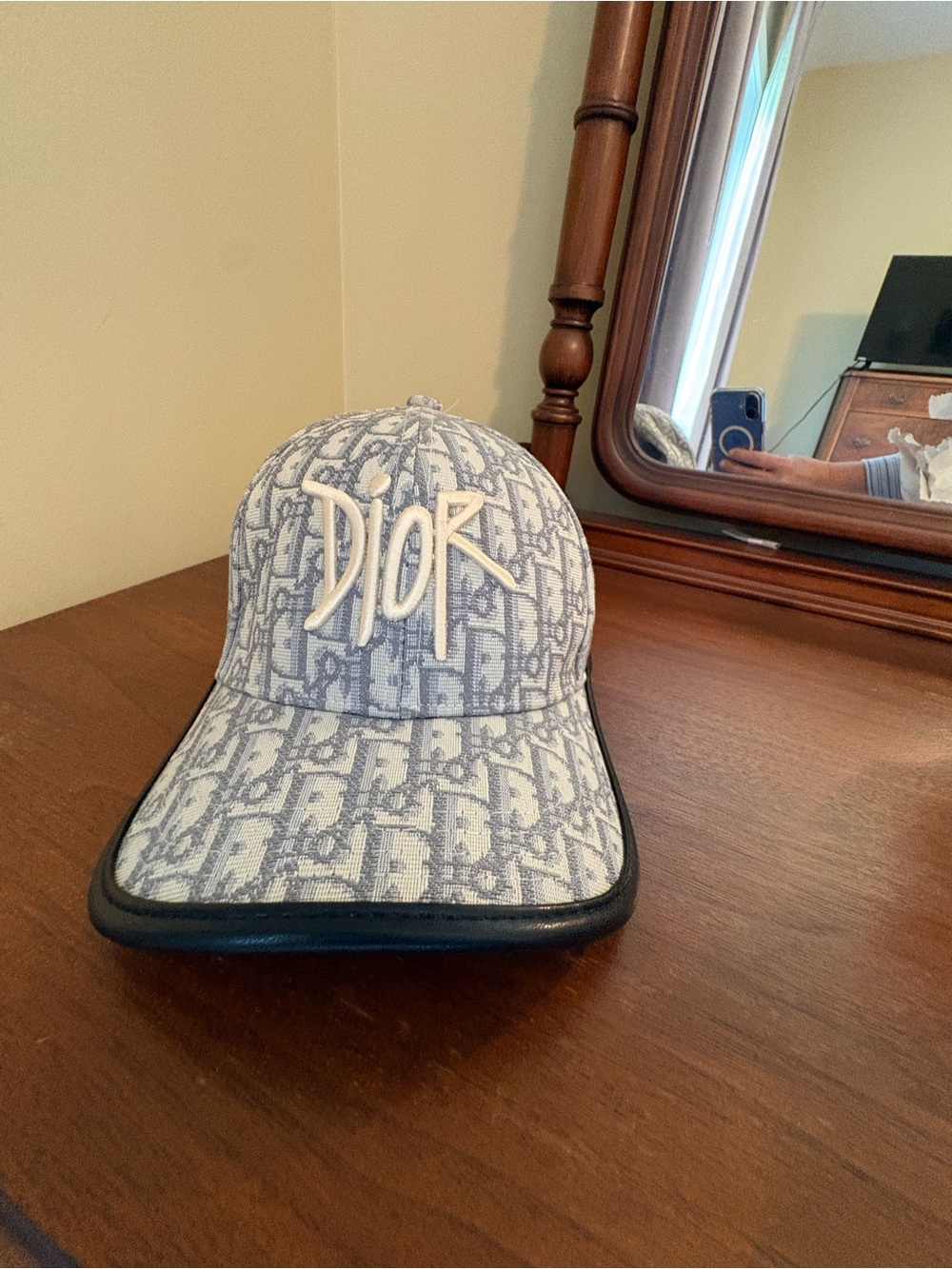 Dior Light Blue and White Monogram Logo Cap